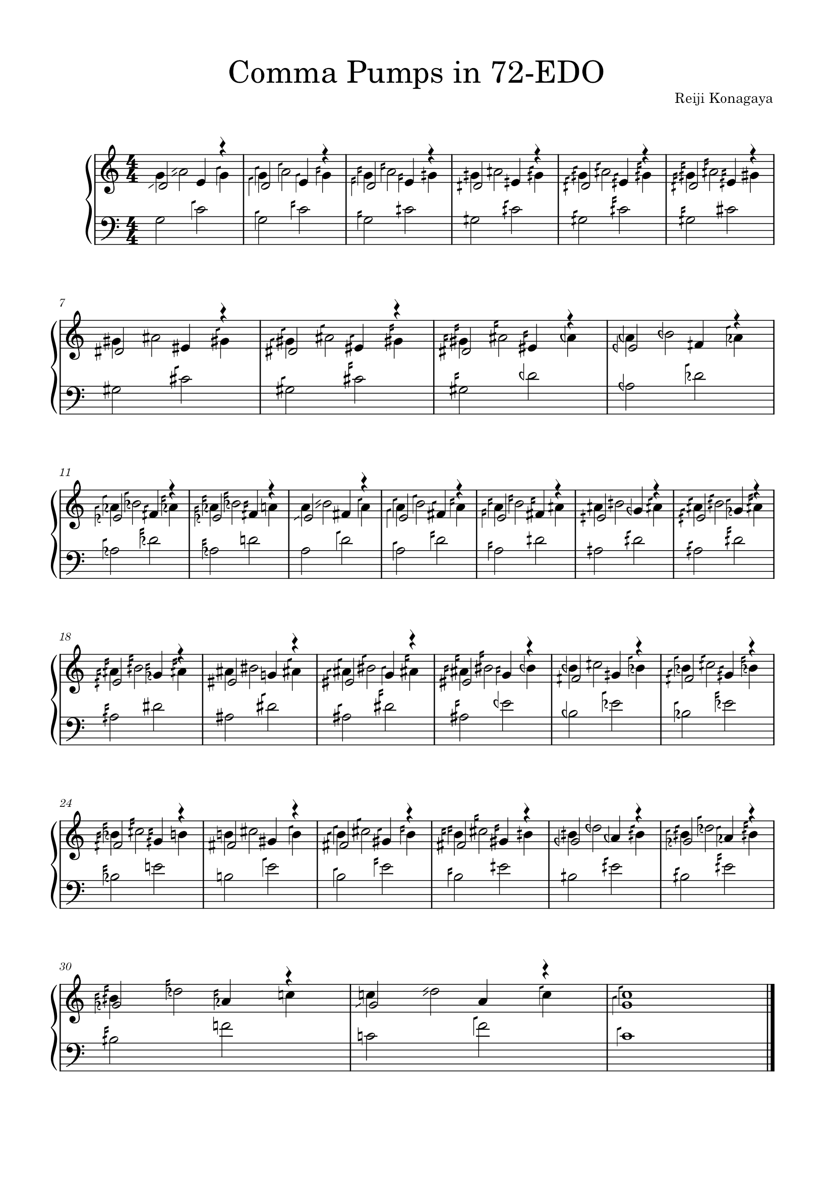 Notation: Comma Pump in 72-TET (scored in MuseScore)
