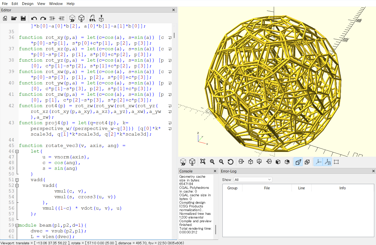 The 120-cell projection model constructed in OpenSCAD