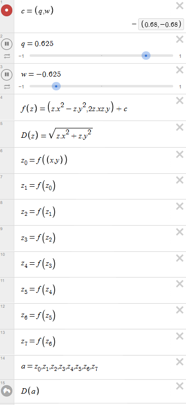 Parameter setting example c=0.68-0.68i