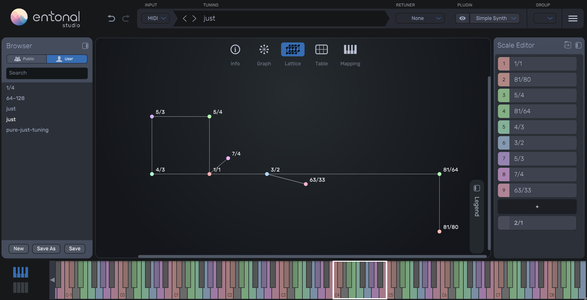 Entonal Studio lattice representation of interval relations